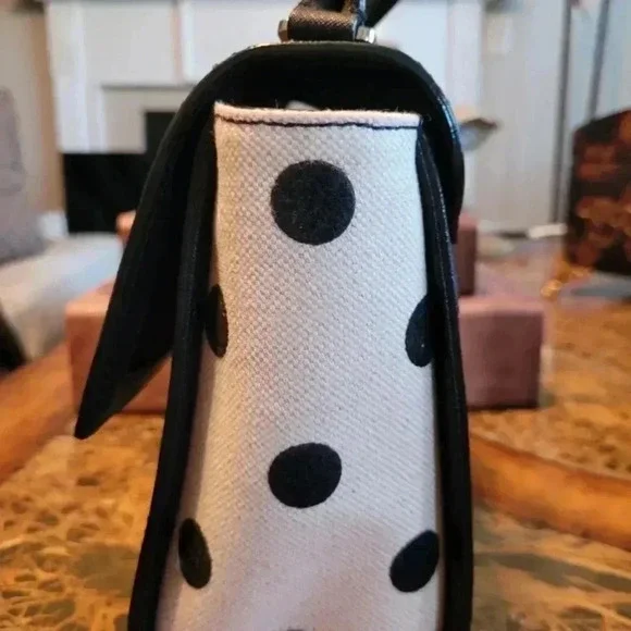 Kate Spade "Host Pick" Black and White Polka Dot Handbag - Picture 3 of 8